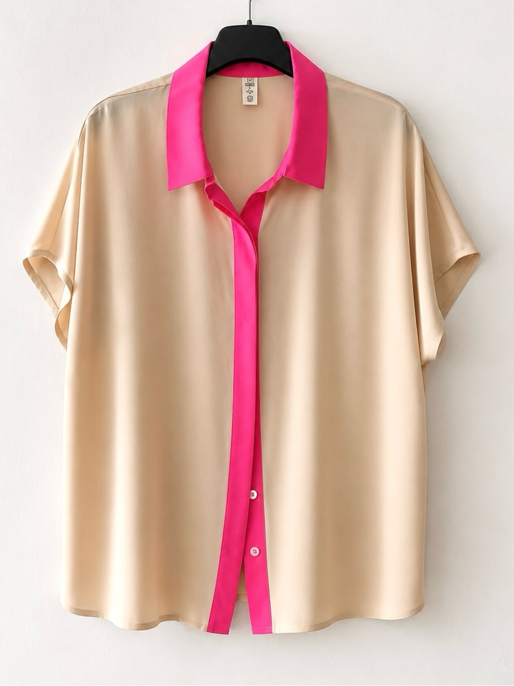 Rare Kate Spade The Lake & Stars Silk Blouse Peach Cream Neon Pink Raglan Top L